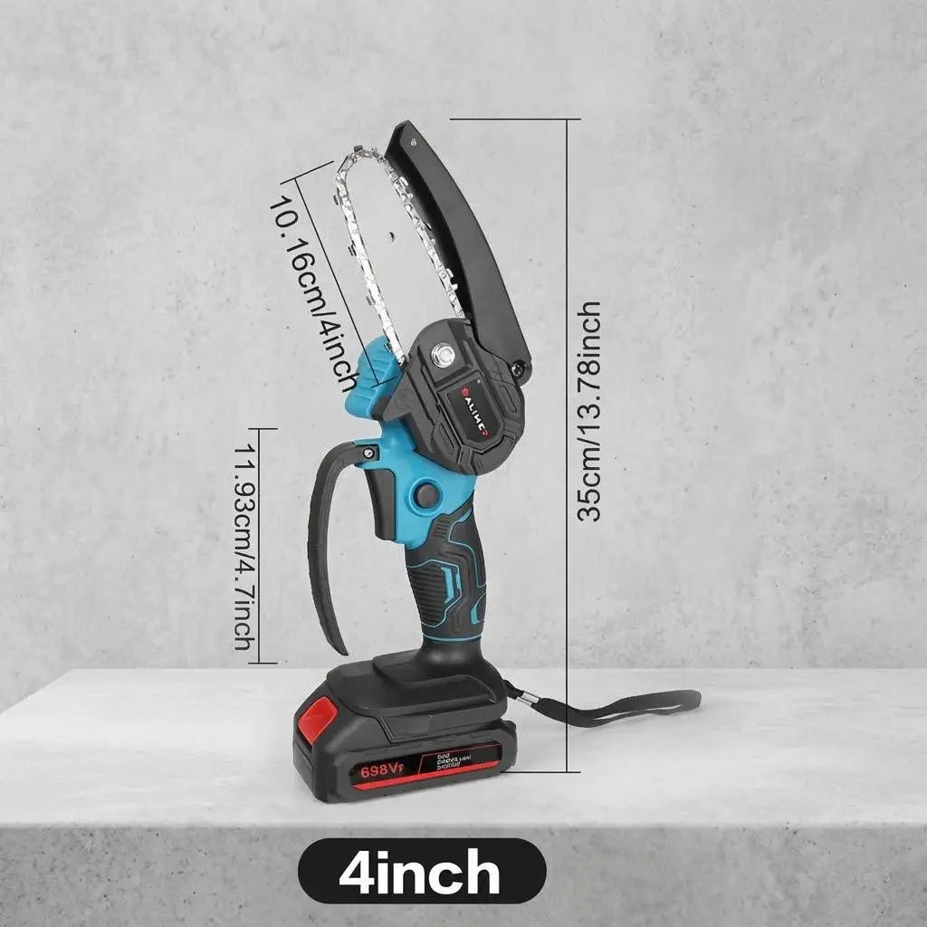 Cordless Rechargeable Electric Chainsaw 4 6 Inch Mini Handheld Pruning Saw Wireless Wood Cutting Tool for Garden Tree Branch Trimming Backyard Wood Logging Power Tools Kit with Battery Charger Portable Lightweight