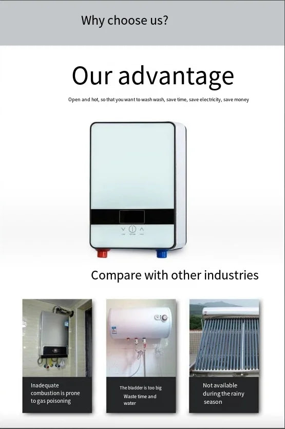 2025 Bathroom heating instant constant temperature heater kitchen hot water shower water electric water heater 6500W new