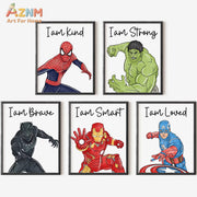 Superhero Affirmation Prints Set of 5 Kids Bedroom Poster Canvas Painting motivational Wall Art Pictures Home Decor
