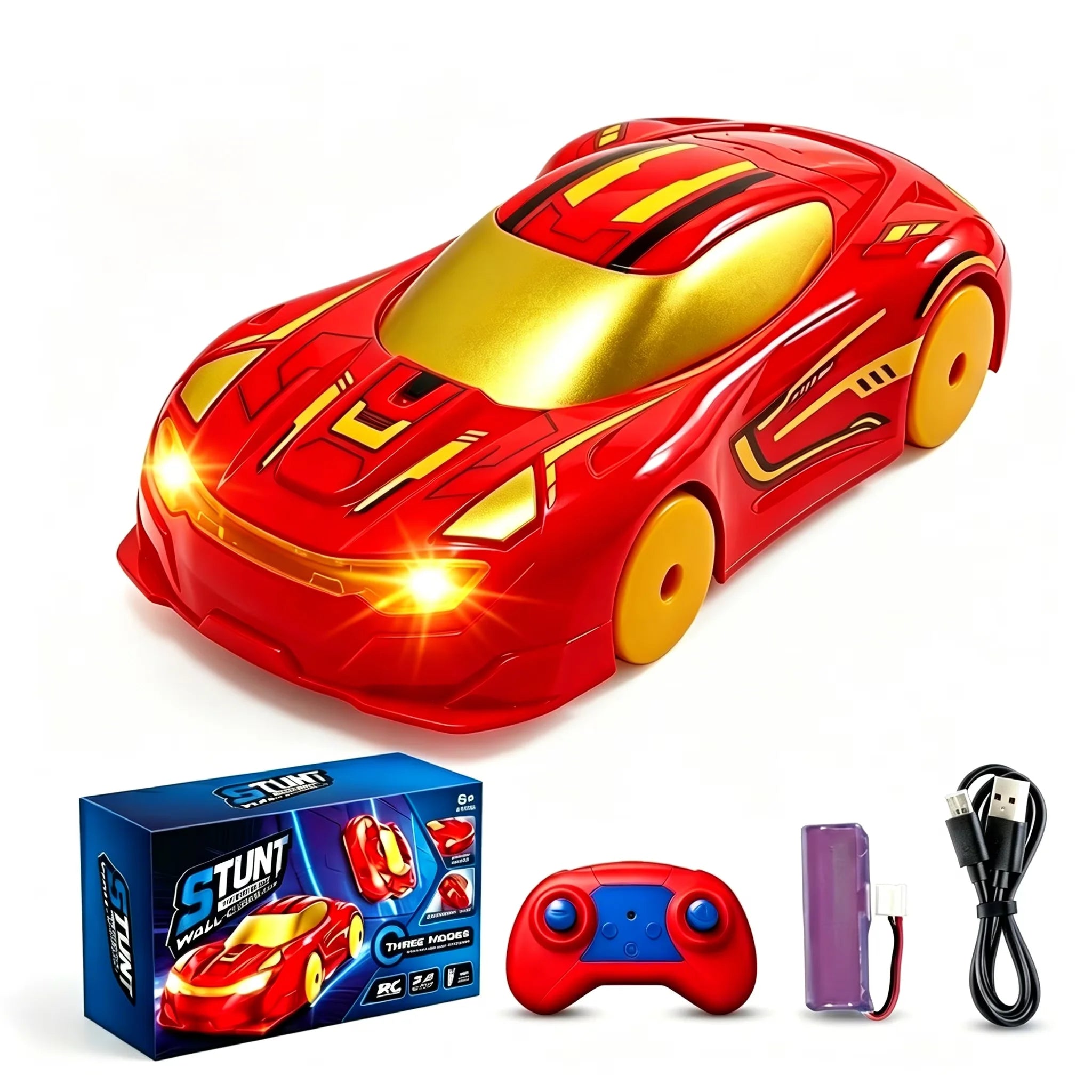 Remote Control Wall Climbing Car 2.4GHz RC Stunt Car Gravity Defying 360° Rotating LED Toy for Kids Boys Girls Birthday Gift