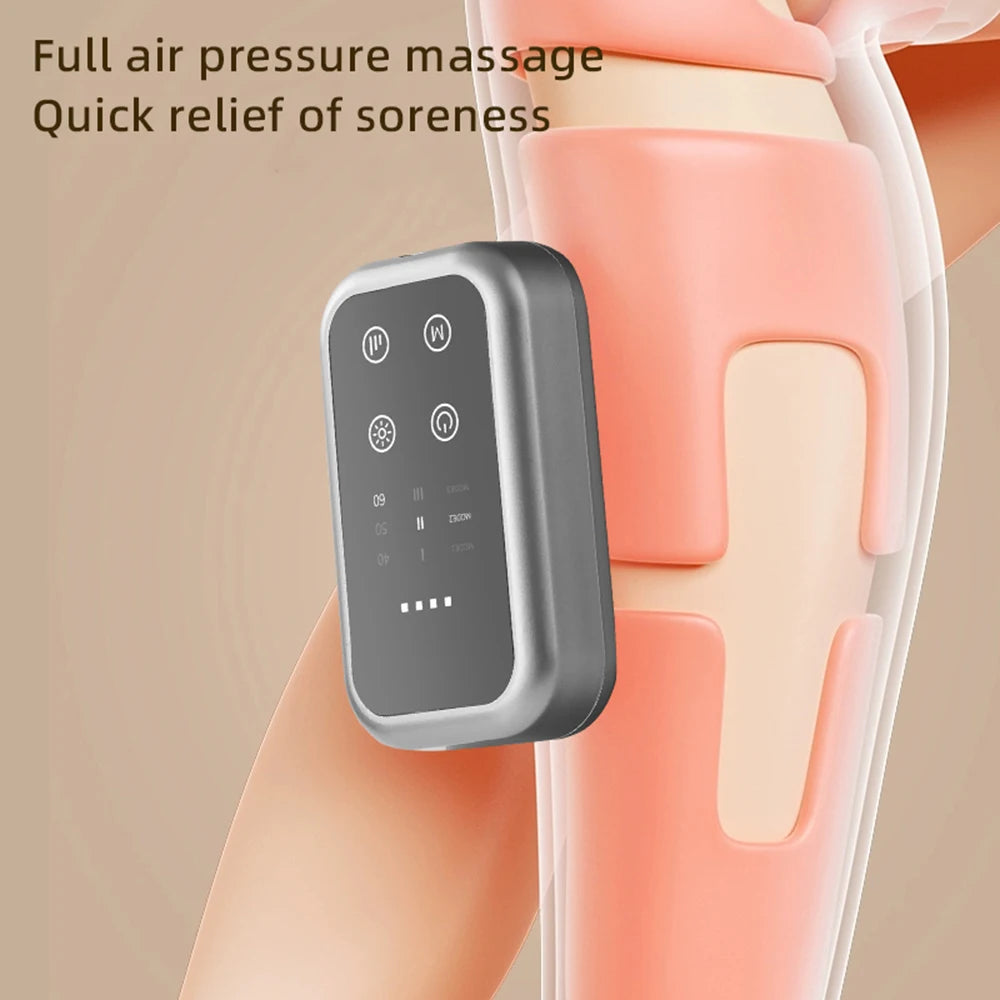 Wireless Knee Calf Massager Heated Air Pressure 360° Wrap Portable Leg Massage Device for Cold Legs Joints Muscles Relaxation