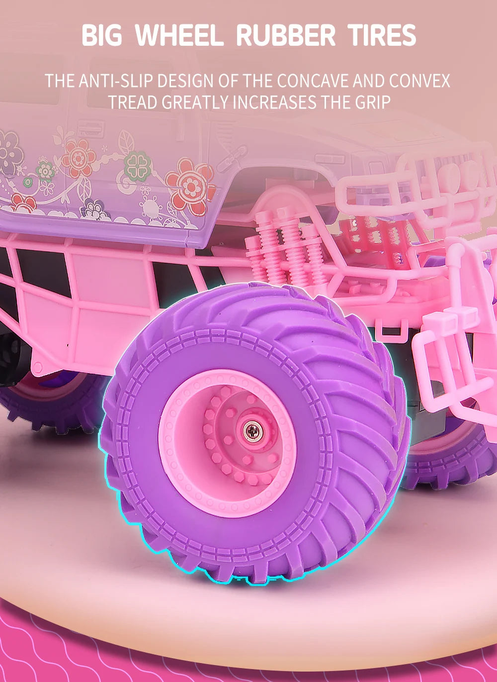 Pink 2.4G RC Car - JJRC Q157 Remote Control Off-Road Climbing Vehicle Ideal Girl's Party Gift & Christmas Toy