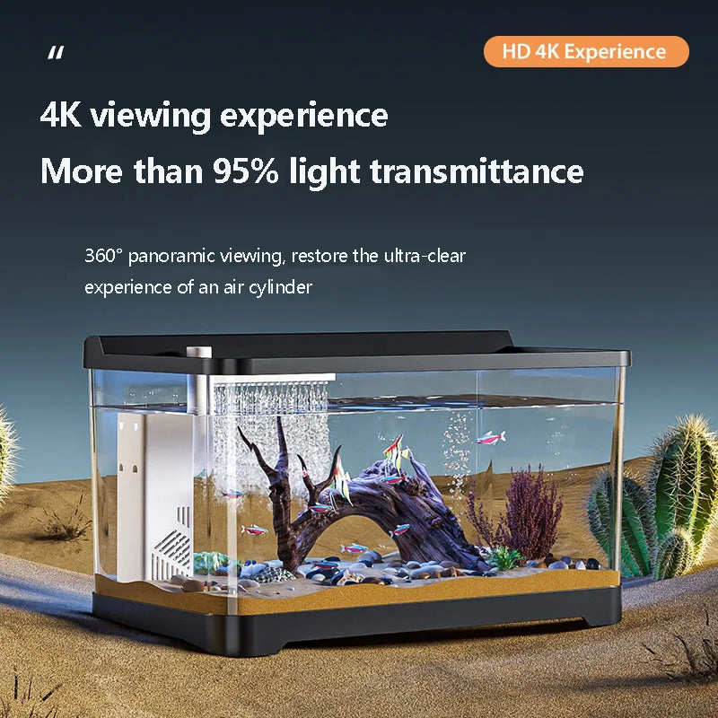 Small Fish Tank Landscape Ecological Full Set Filter Oxygen Generator Living Room New Home Goldfish Tank with Light