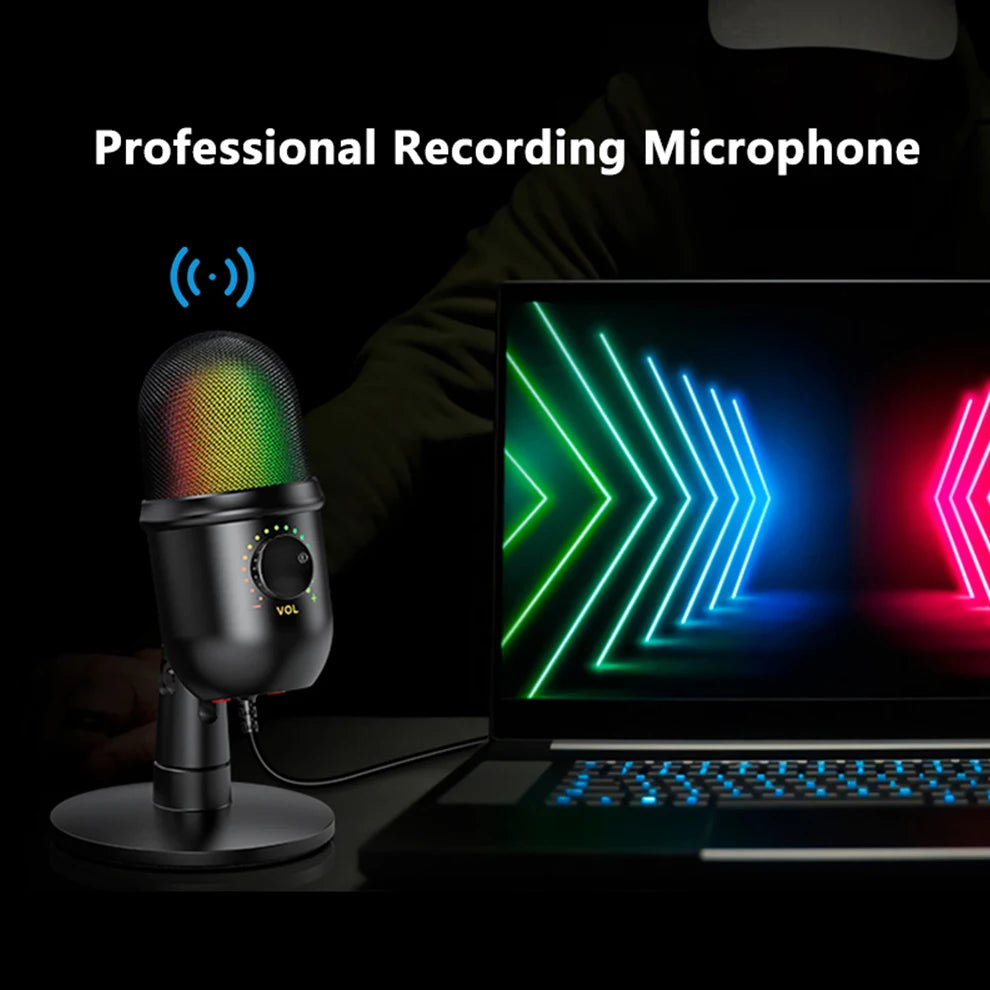 USB Microphone Studio Professional Condenser Microphone for PC Computer Recording Streaming Gaming Karaoke Singing Mic