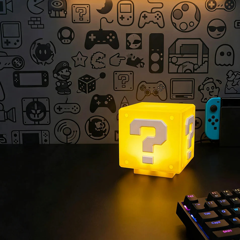 2026Question Block Lamp with Sound Effects USB Powered LEDNight Light for Gaming Room Decor  for Gamers Classic Pixel Art Design