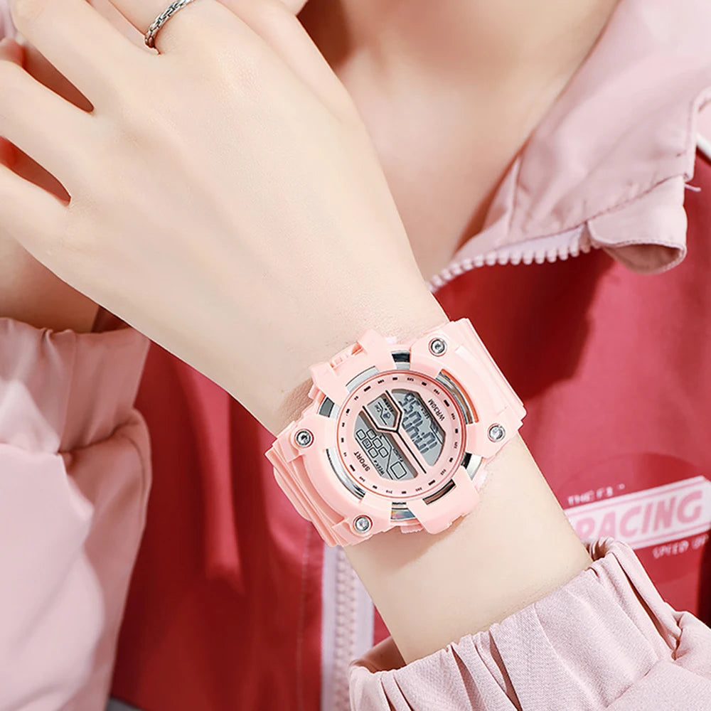 Fashion Kids Watches Multifunctional Electronic Wristwatch for Boys and Girls Student Waterproof Luminous Alarm-clock Calendar