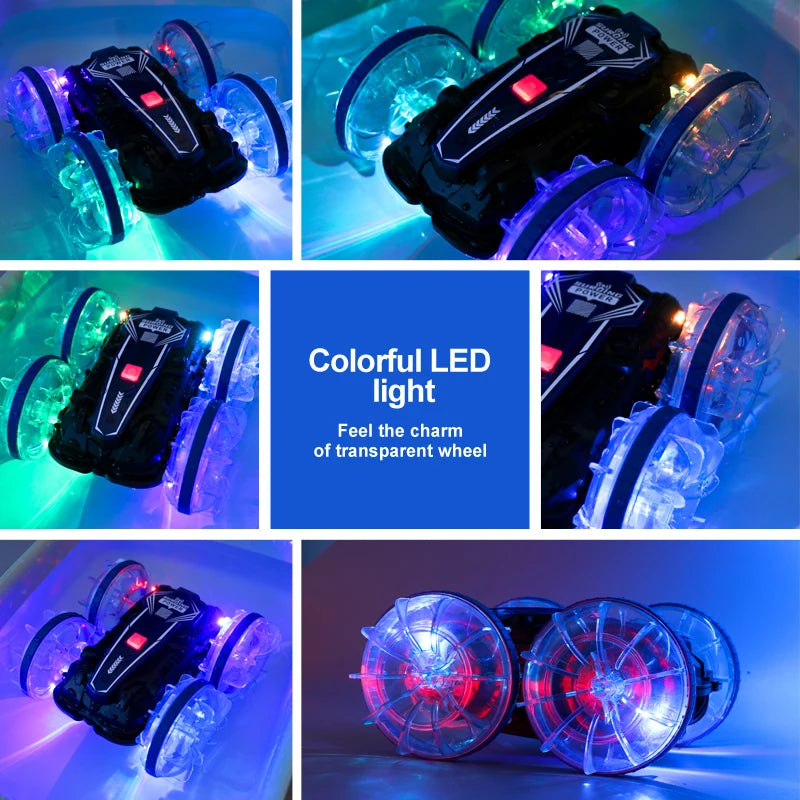 Amphibious RC car waterproof stunt car double side flip drift drive 360 ° rotation rc cars Kids toy For Outdoor Swimming Pool