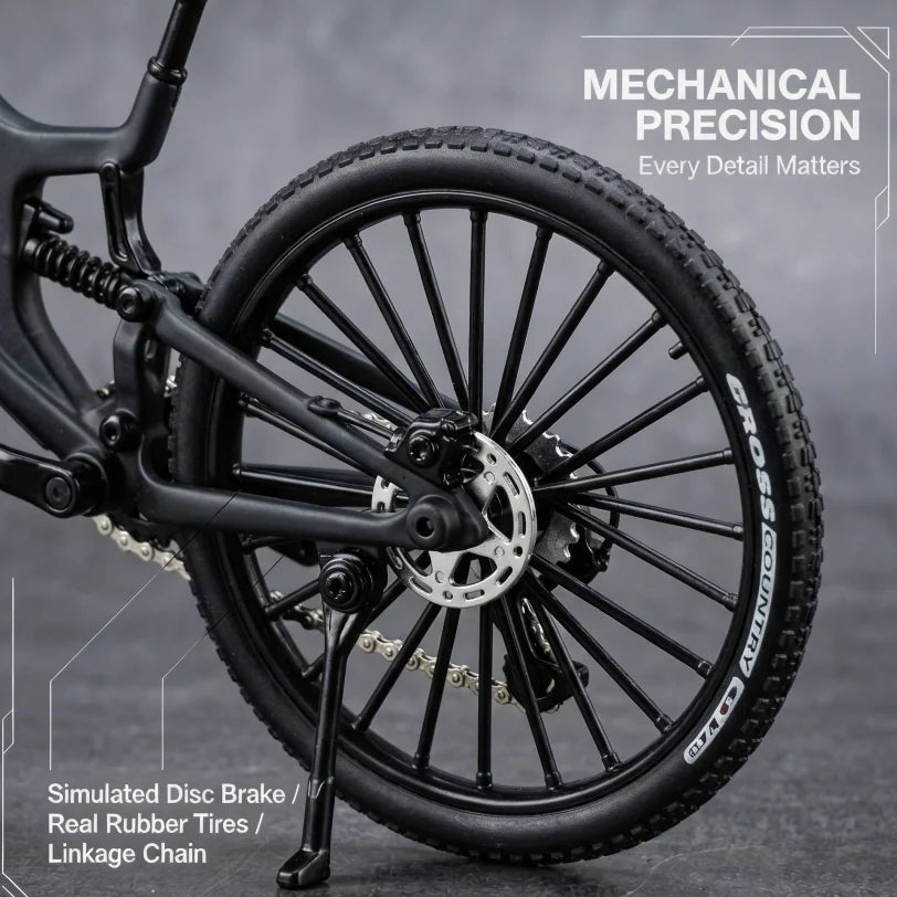 1:10 Scale Full Alloy Frame Downhill Mountain Bike Model Full Suspension Diecast Collectible Miniature Realistic Toy Gift Decor