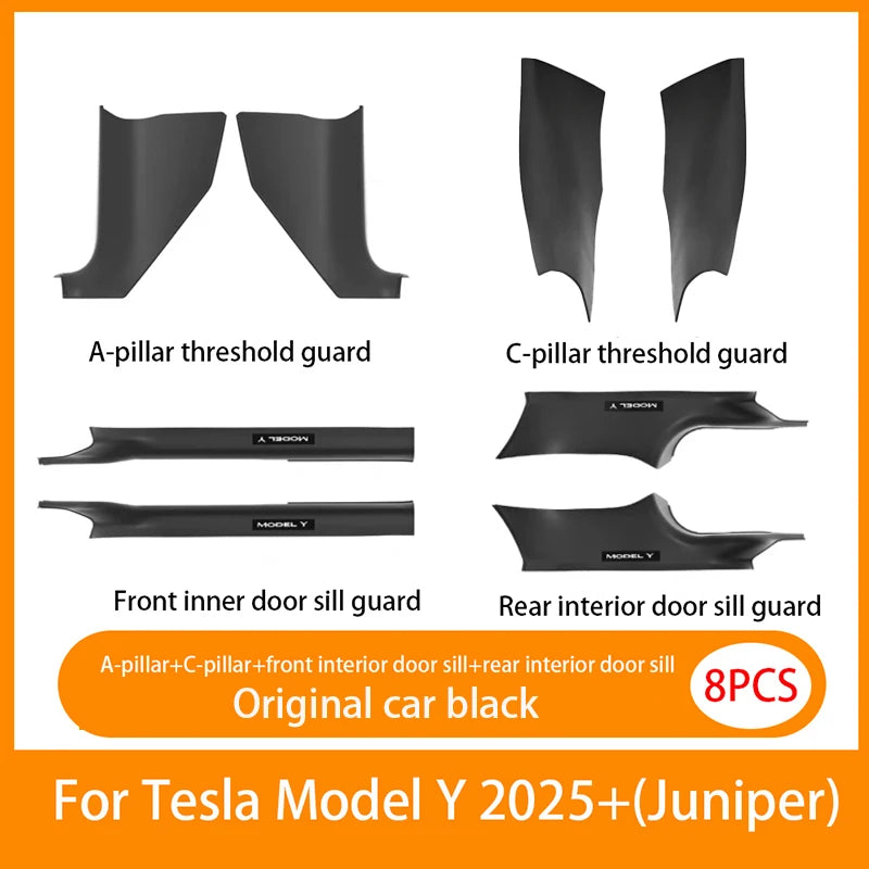 Front Rear Door Sill Guards For Tesla ModelYL/Y Juniper2025 ABS Inner Protector Cover Plate Trim Anti-Dirty Bumper Welcome Pedal