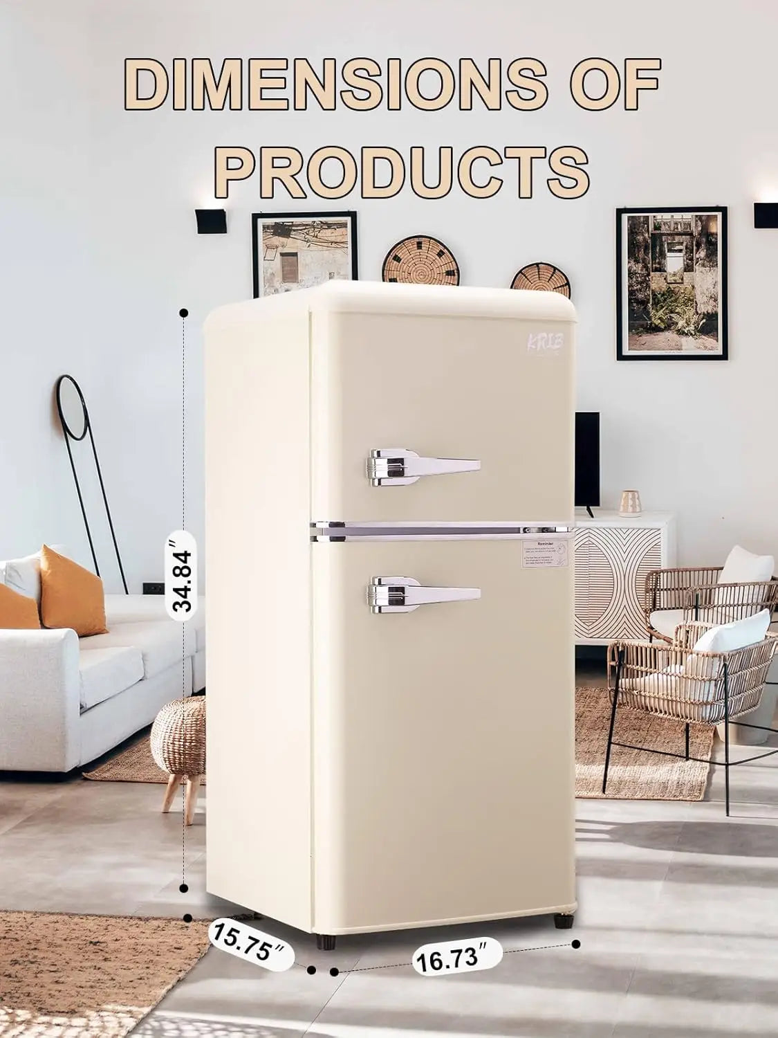 Mini Fridge with Freezer (Retro Design)
