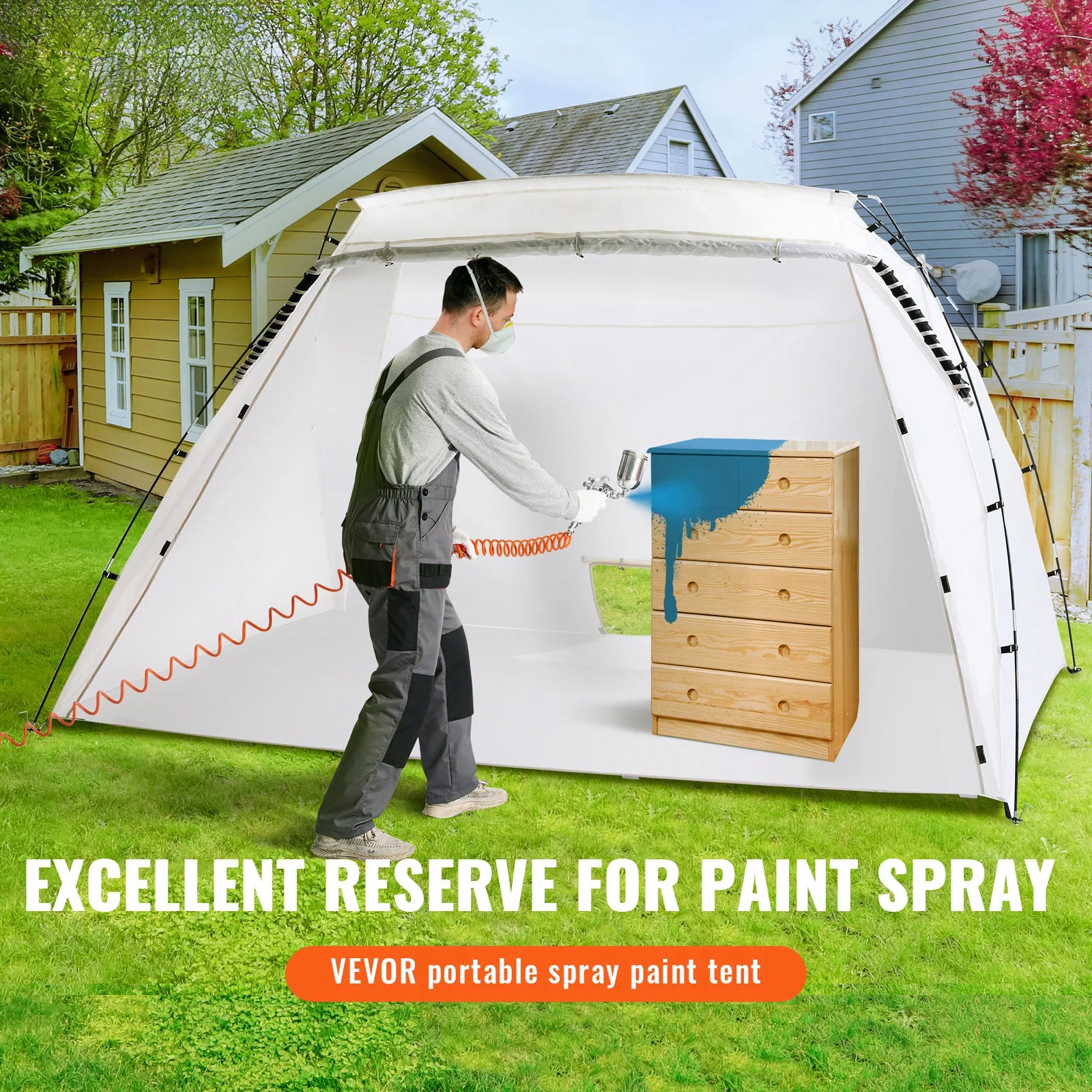 SucceBuy Portable Paint Booth Shelter 7.5x5.2x5.2/10x7x6ft Foldable Spray Painting Tent for Furniture Craft Project DIY Tool