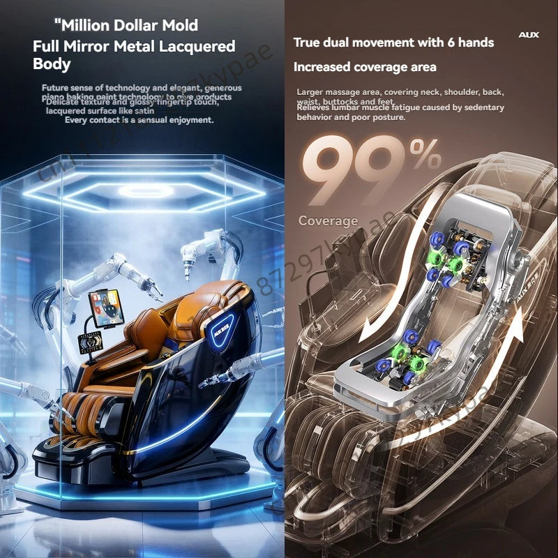 New 6D+6D Home Smart Massage Chair Full Body Electric 6D Jade Deep Stretch SL-Track Zero Gravity Recliner with Body Scan Heated