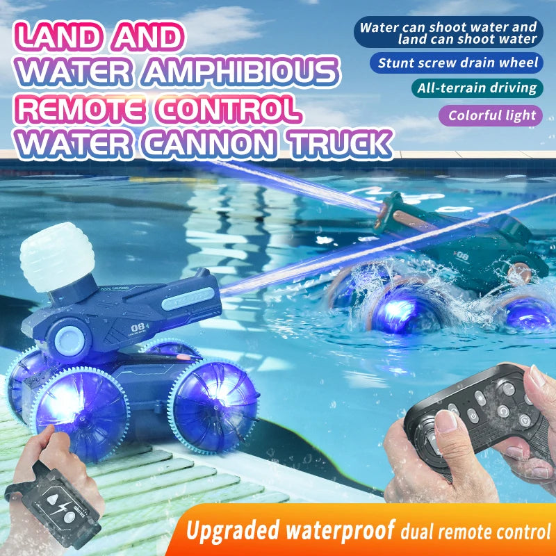 Remote Control Water Cannon Car Aquatic Terrestrial Automatic Water Absorption Long Water Column Spray Summer Play Water Toy
