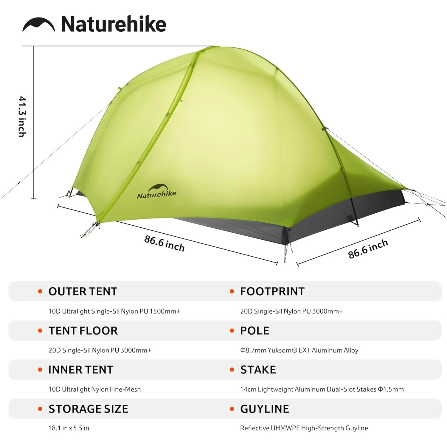 Naturehike Star Trail EXT Hiking Tent Outdoor Camping Ultralight Rainstorm Protection Wild Tent 1 2 Person 0D Nylon Backpacking Tent