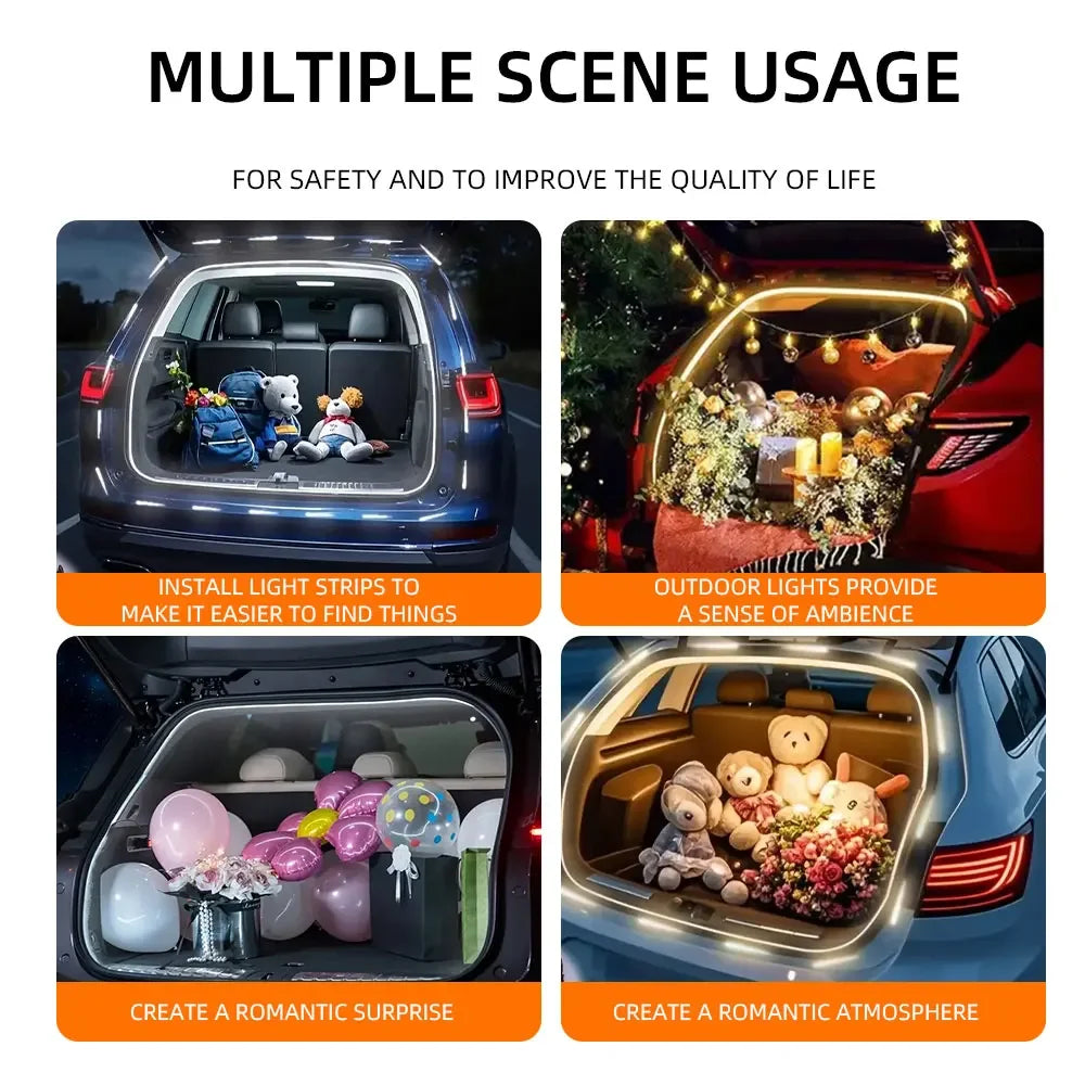 Automatic Led Trunk Light 4.2M Automatic Sensor Car Trunk Light Strip with Dynamic Flowing Illumination for Universal Fit 12V