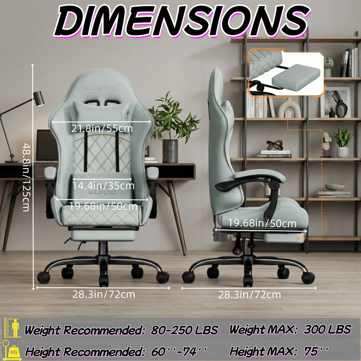 Massage Gaming Chair, Computer Office Chair with Comfy Fabric, Height Adjustable Game Chair with 360°-Swivel Seat and Headrest