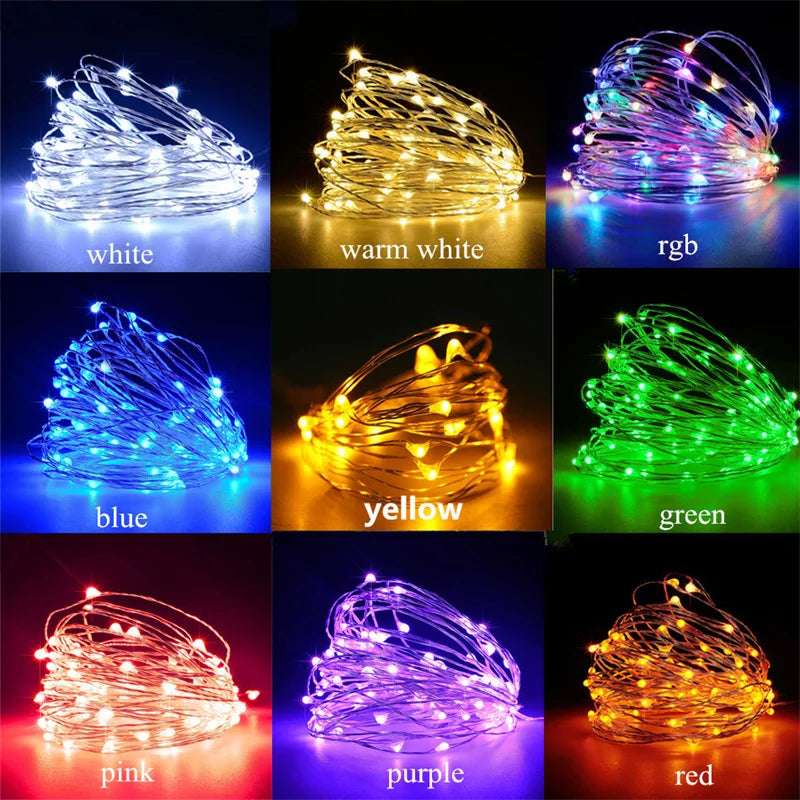 USB Led Fairy Lights Copper Wire String 1/2/3/5/10/20M 200LED Holiday Lamp Garland For Christmas Tree Wedding Party Decoration