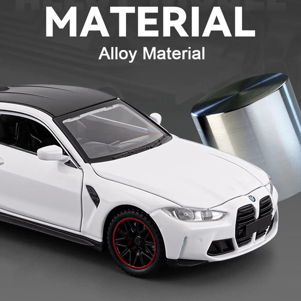 1:32 M4 320I Simulation Car Model Toys Metal Diecast Doors Opened Sound Light Pull Back Rubber Tires Ornament Vehicles for Kids