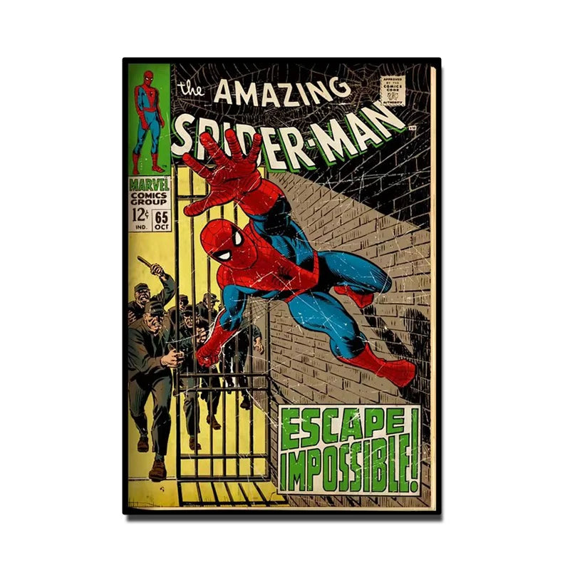 Retro Marvel Super Hero Decorative Painting Anime Spider Man Art Poster American Film Mural Home Childrens Room Wall Decor Pr