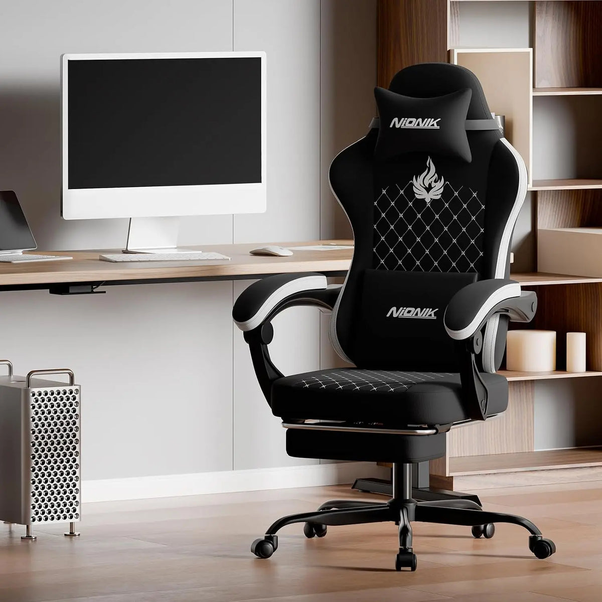 Gaming Chair with Massage,Ergonomic PC Gaming Chair Computer Chairs with Footrest Comfortable Headrest and Lumbar Support, High
