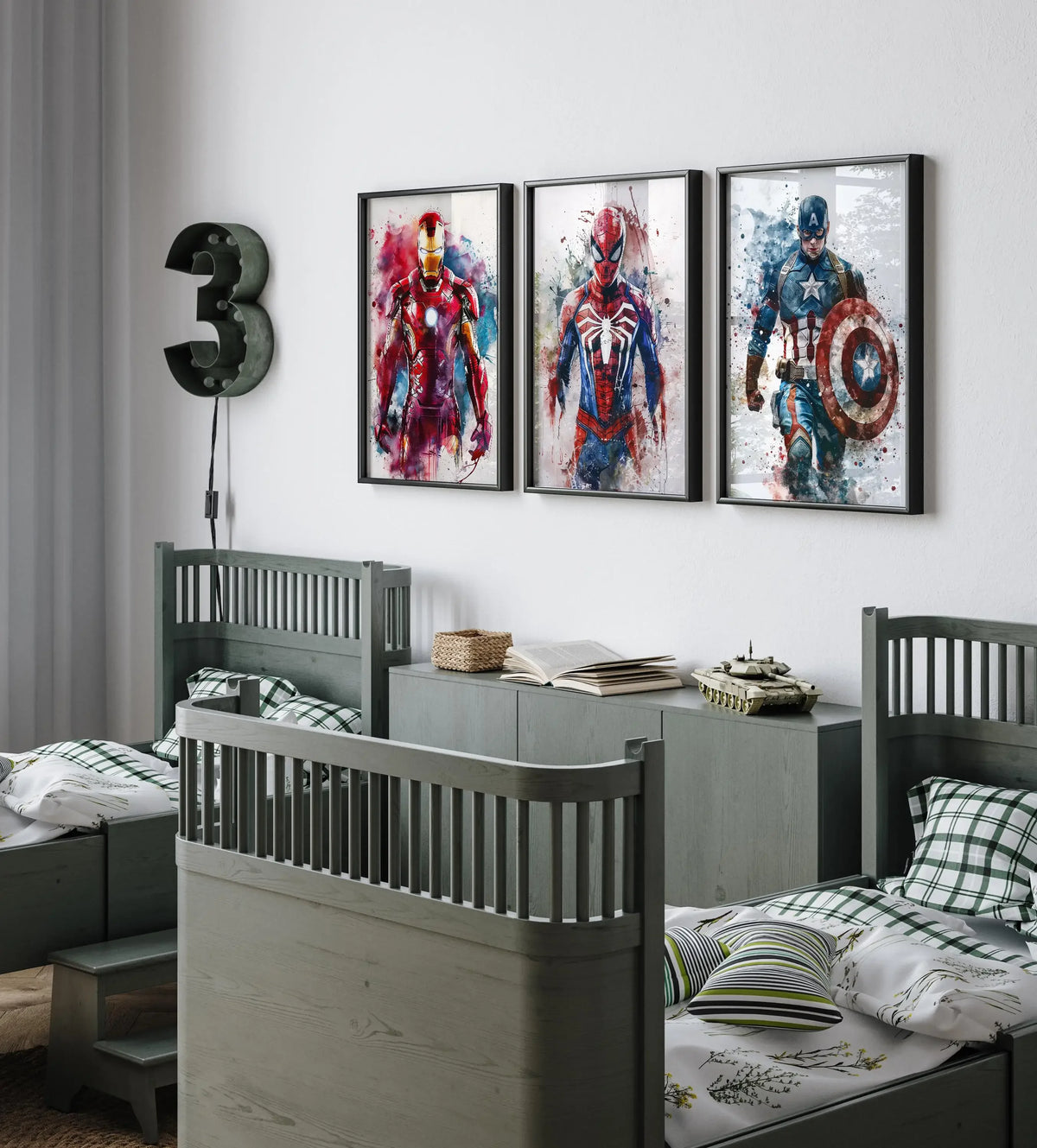 1pc frameless Watercolor Dripping Art Superheroes Prints Posters SpiderMan Iron Man Canvas Painting Marvel Wall Art for Kids Roo