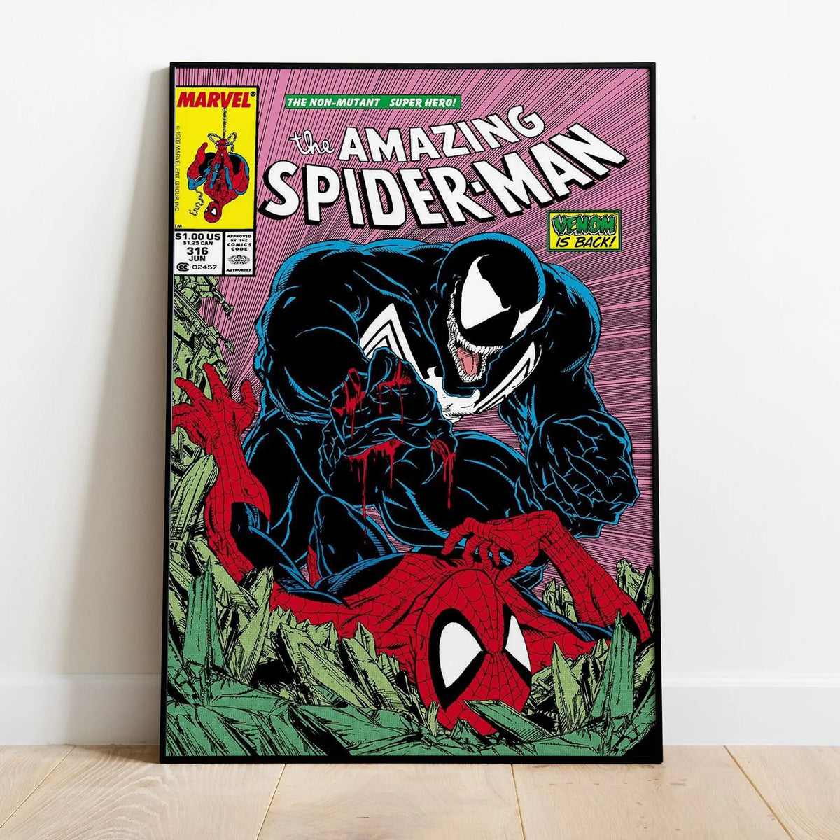 Spider Man Comic Book Covers Poster, Comics Print, Wall Art, Gift for Animation Fans