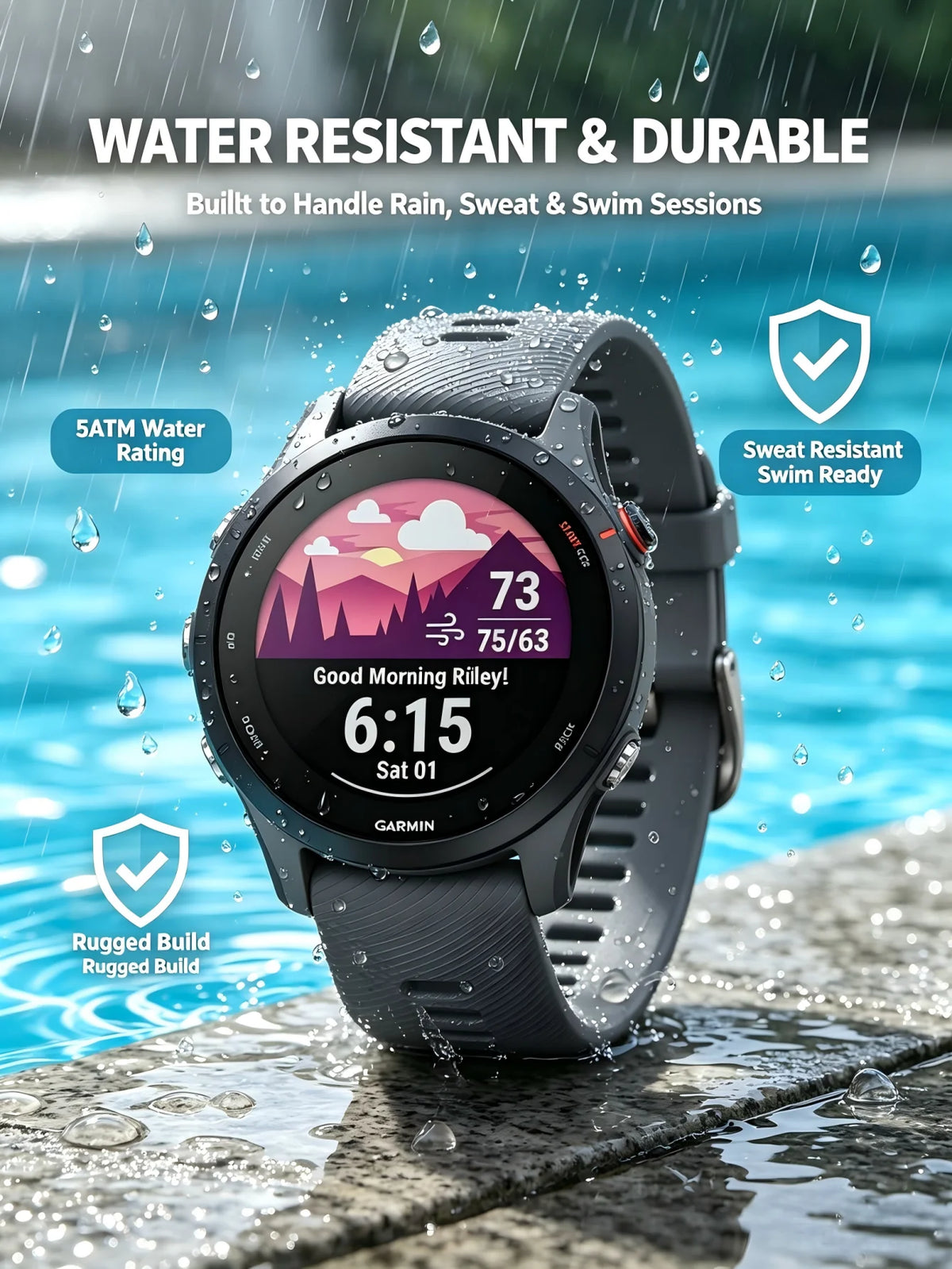 Garmin Forerunner 255 46mm Sports Smartwatch with 1.3-Inch Color Screen, 14-Day Battery, Calorie Monitor, RAM, Bluetooth, Wi-Fi, 5ATM Water Resistant