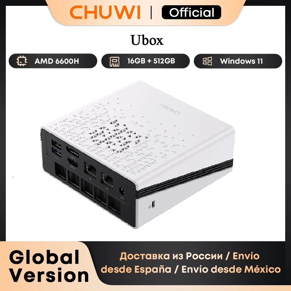Power through tasks with this mini PC featuring AMD Ryzen 6600H or 7430U processors, 16GB RAM, and 512GB SSD. Runs Windows 11 and supports 4K decoding—perfect for high-performance desktop computing in a compact design!