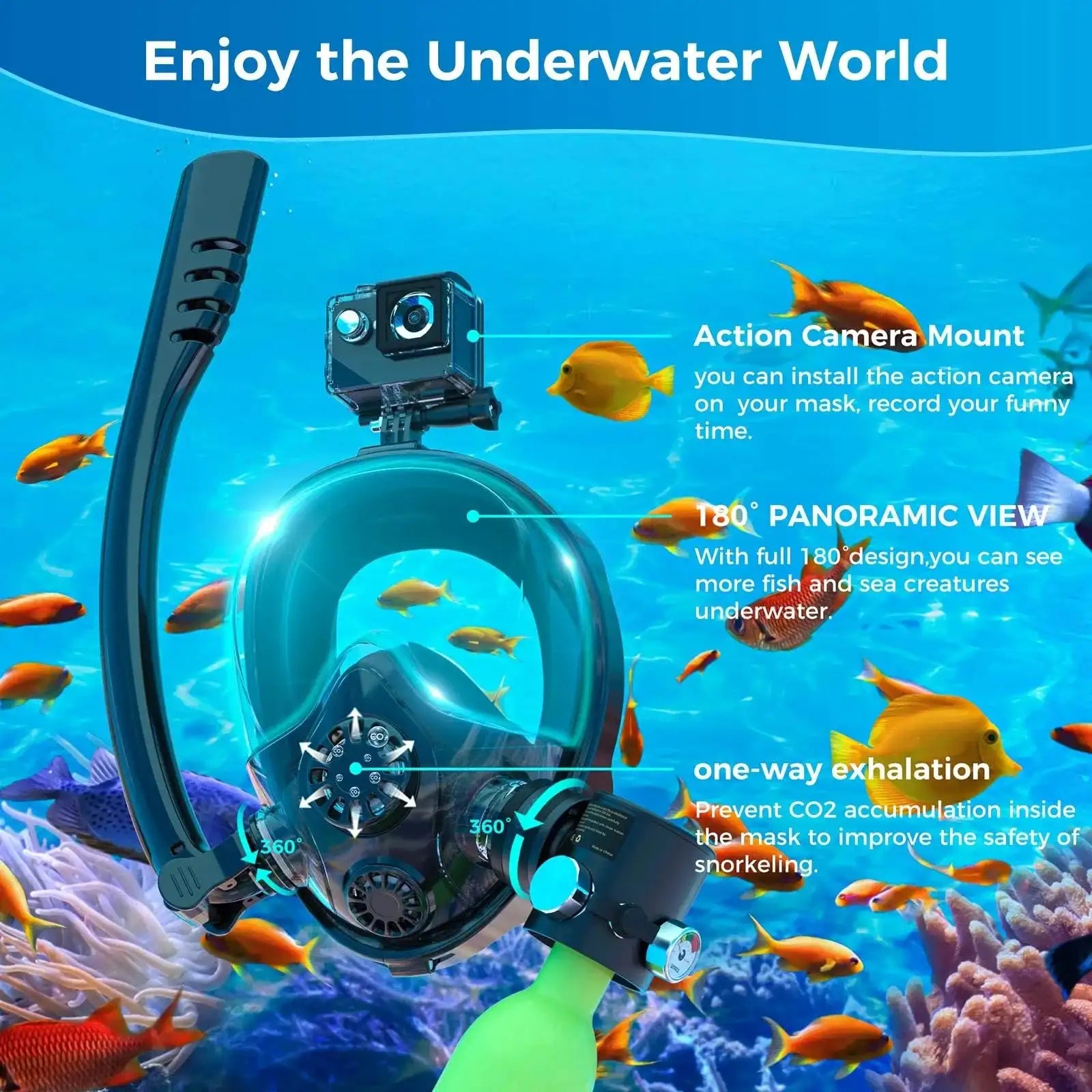 TRIMIX Mini Scuba Lung Tank 0.5L With Snorkeling Mask Support Up to 10 Minutes Underwater Breathe 5 Meter Depth