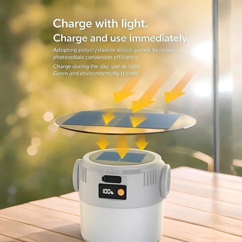 Solar Camping Lantern USB Rechargeable Outdoor Portable Waterproof Emergency Light for Hiking Backpacking Tent Activities