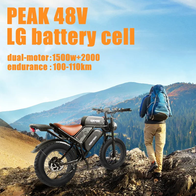 DEEPOWER S8 high-end 3500W48V60Ah mountain off-road electric bicycle, suitable for adults to ride in snow and deserts