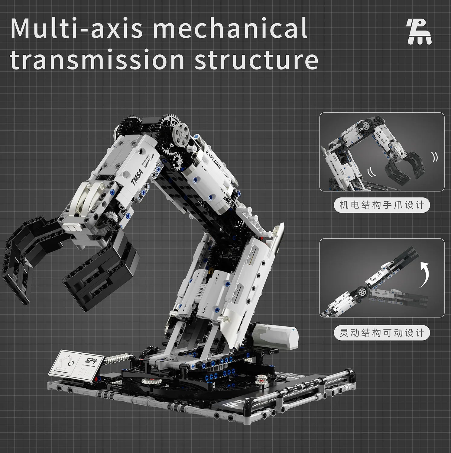 Multi-Axis mechanical Arm Programmable Building Blocks 5 in 1 robot Remote Control toys Interactive STEM Learning children gift