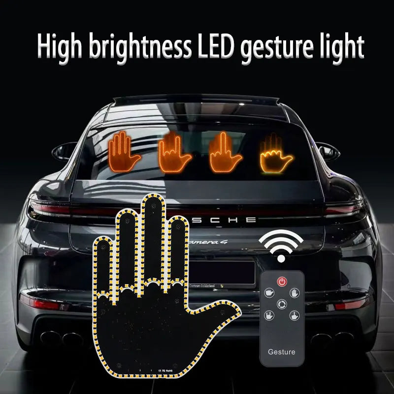 Car Finger Light With Remote Control Cool Funny Remote Control Led Lighting Road Rage Middle Finger Gesture Palm Light Accessory
