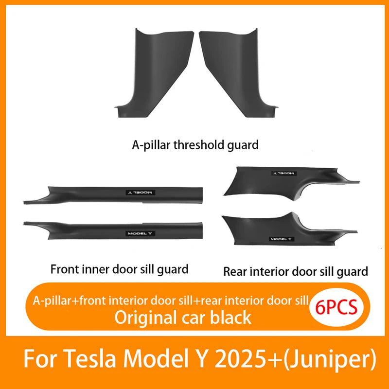 Front Rear Door Sill Guards For Tesla ModelYL/Y Juniper2025 ABS Inner Protector Cover Plate Trim Anti-Dirty Bumper Welcome Pedal