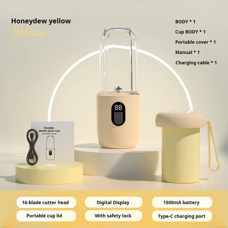 Blend on the go with this portable, USB rechargeable cordless mini juicer mixer—perfect for fresh smoothies anytime, anywhere!