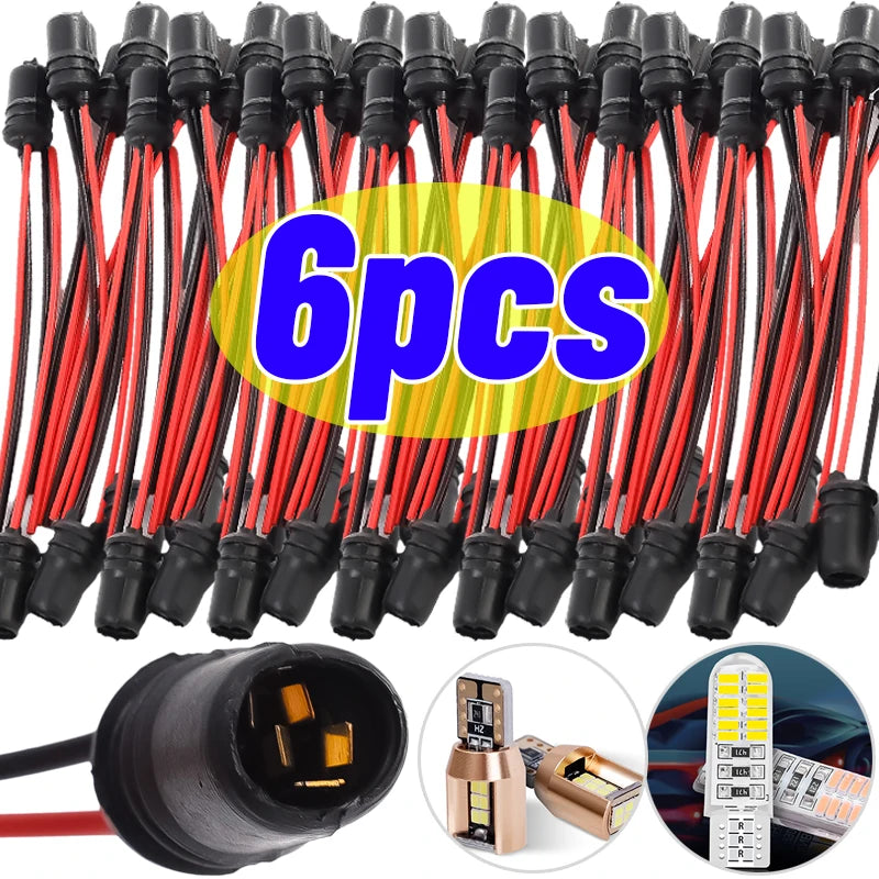 T10 W5W Car Wedge Light Bulb Socket Connector Holder Extension LED Lamp Bulb Base Holder Replacement Car Parts 6/1pcs