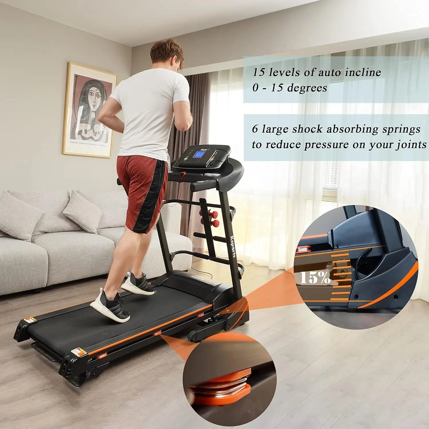Foldable 16.5 Inch Cardio Fitness Portable Treadmill with Bluetooth Connectivity, LCD Display, and Tracking Apps for, Custom