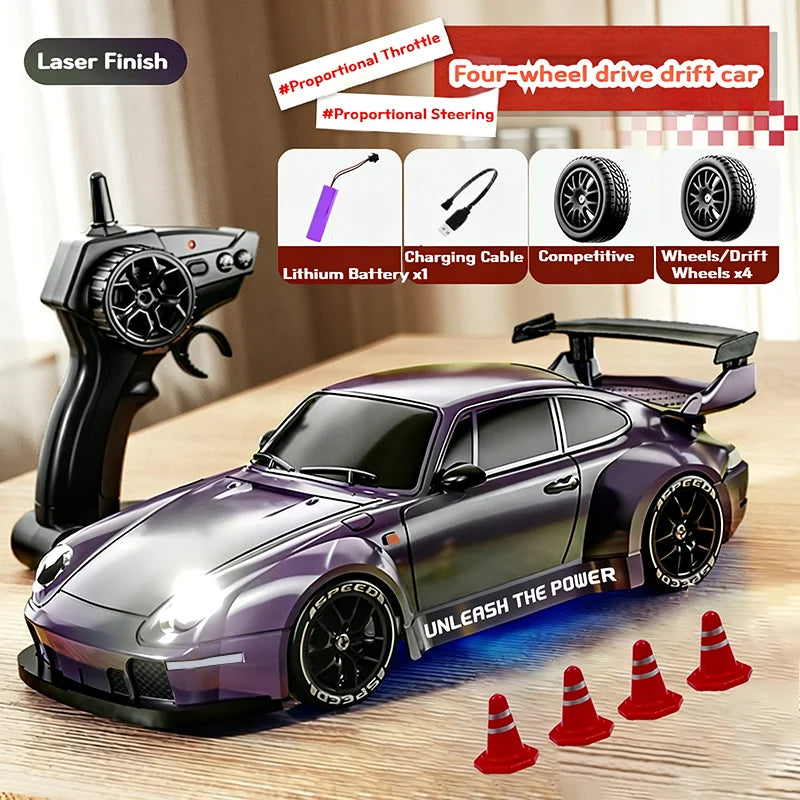 4WD remote drifting car with full proportional control - 2.4G high-speed drifting racing car - children's racing toy - gift item
