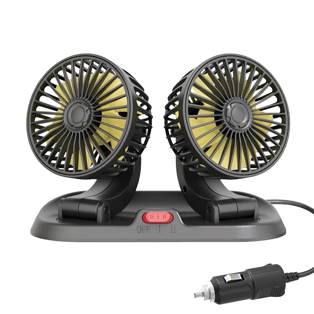 USB Charge Dual Head Fan Car Seat Back Cooling Fan Summer 360 Degree Rotation Auto Headrest Ventilation Fan Neck Cooler