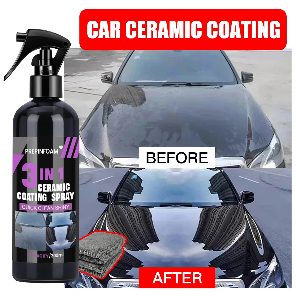 3 in 1 Car Ceramic Liquid Coating Spray Nano Crystal Hydrophobic Layer Polishing Agent High Gloss Paint Protection Wax Car Care