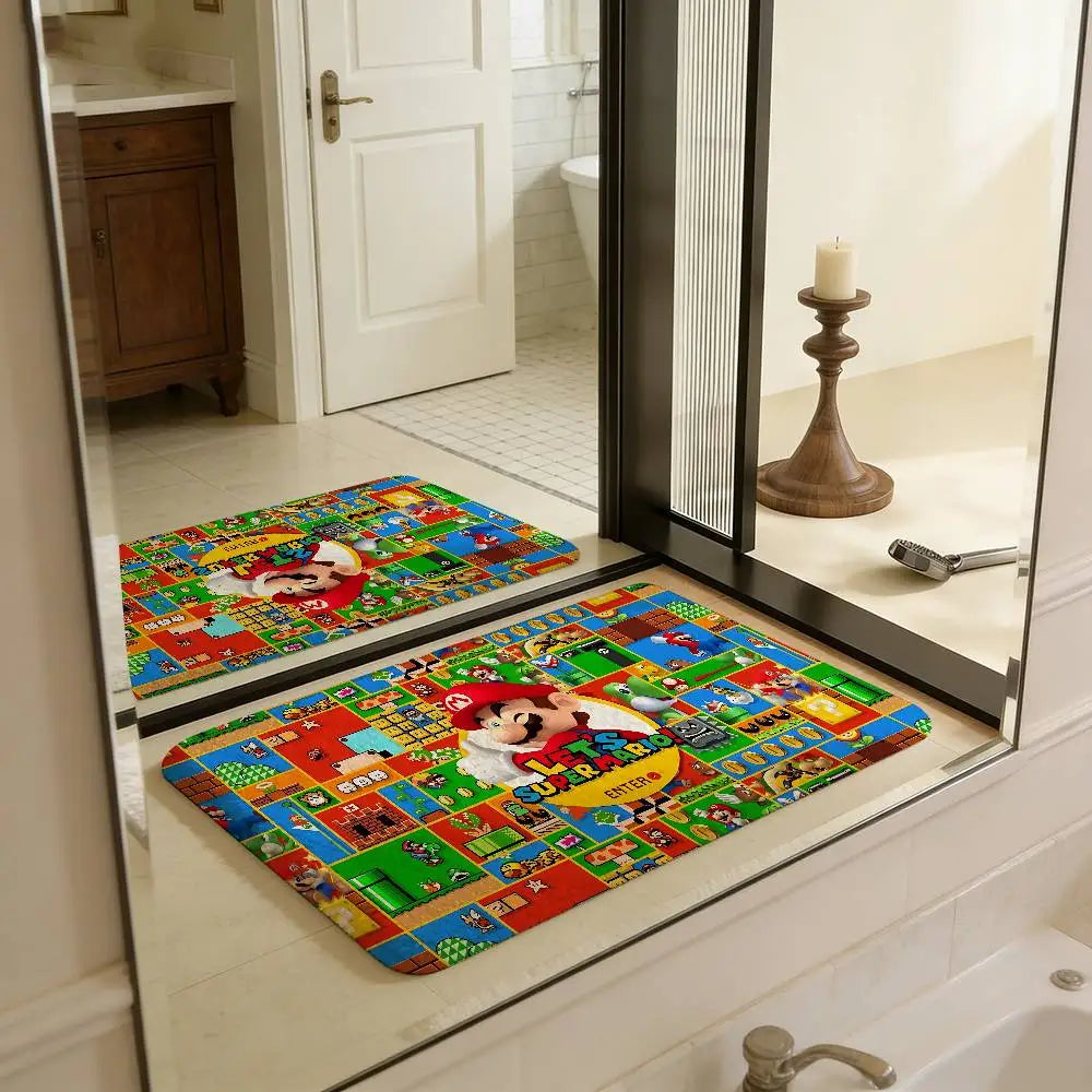 Super Game M-Marios Door Mat Kids Room Bedroom Decoration Balcony Anti-Slip Doormat Living Room Doormat Area Rug