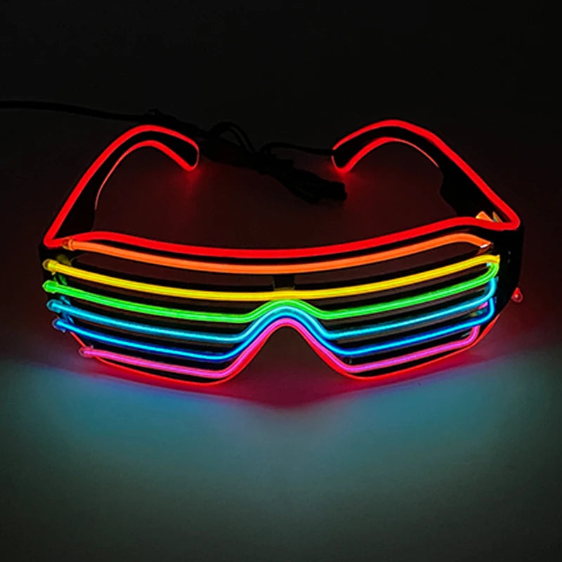 Fluorescent Colorful Glowing Glasses LED Light Up Party Glasses For Men Women Club Props Rainbow Neon Glasses Christmas Decor