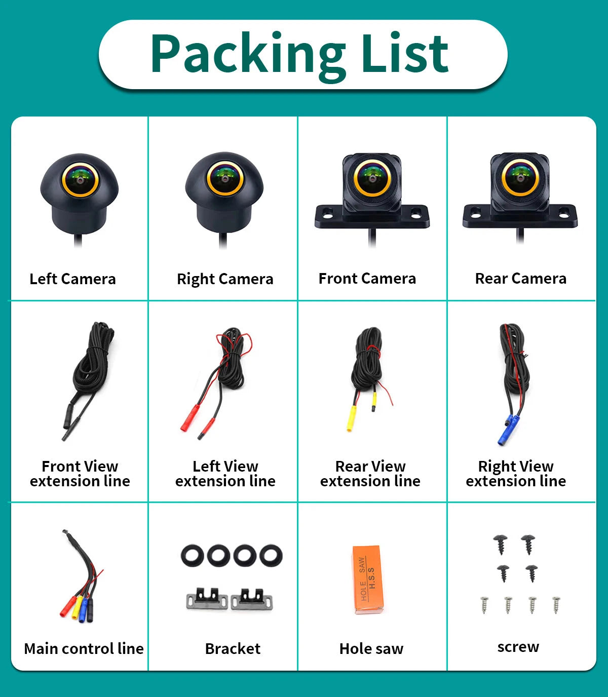 AHD 1080P 360° Panoramic Camera Rear / Front / Left / Right 3D 360 Bird View Panoramic Accessories For Car Android Radio