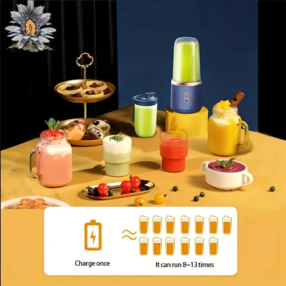 Portable Electric Juice Extractor Household Multi Function 6 Blades Mini Juice Cup Mixing Smoothies Auxiliary Food for Kitchen