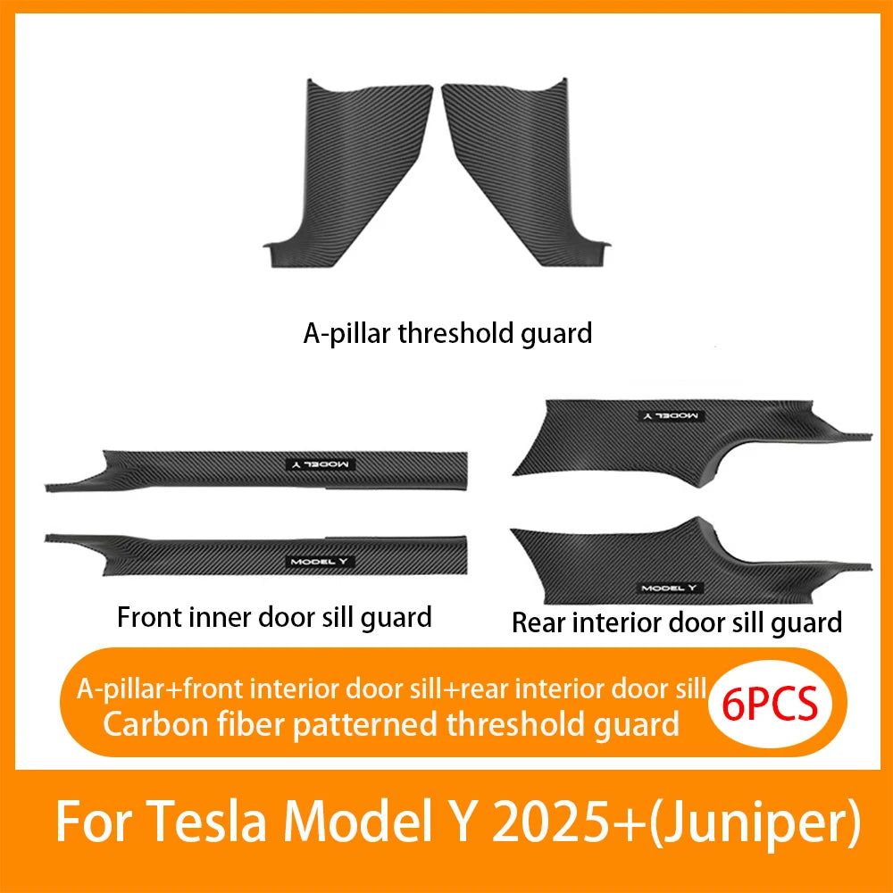 Front Rear Door Sill Guards For Tesla ModelYL/Y Juniper2025 ABS Inner Protector Cover Plate Trim Anti-Dirty Bumper Welcome Pedal