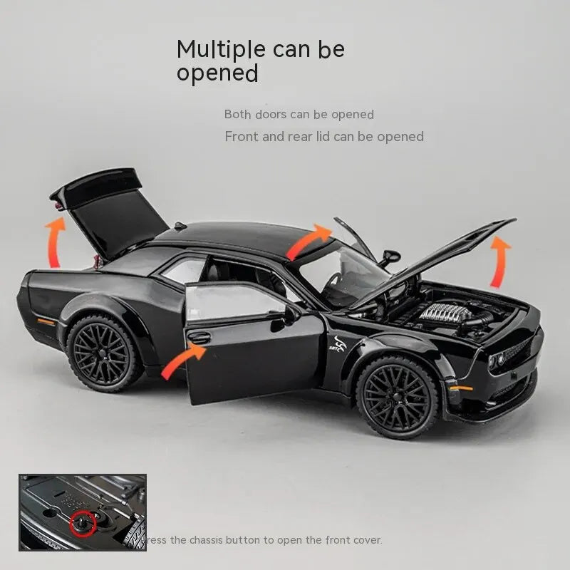 Dodge Challenger Hellcat Toy Car for 1: 32 Scale Die Cast Metel Cars Toy Pull Back Hellcat Model Cars With Sound and Light Hellc