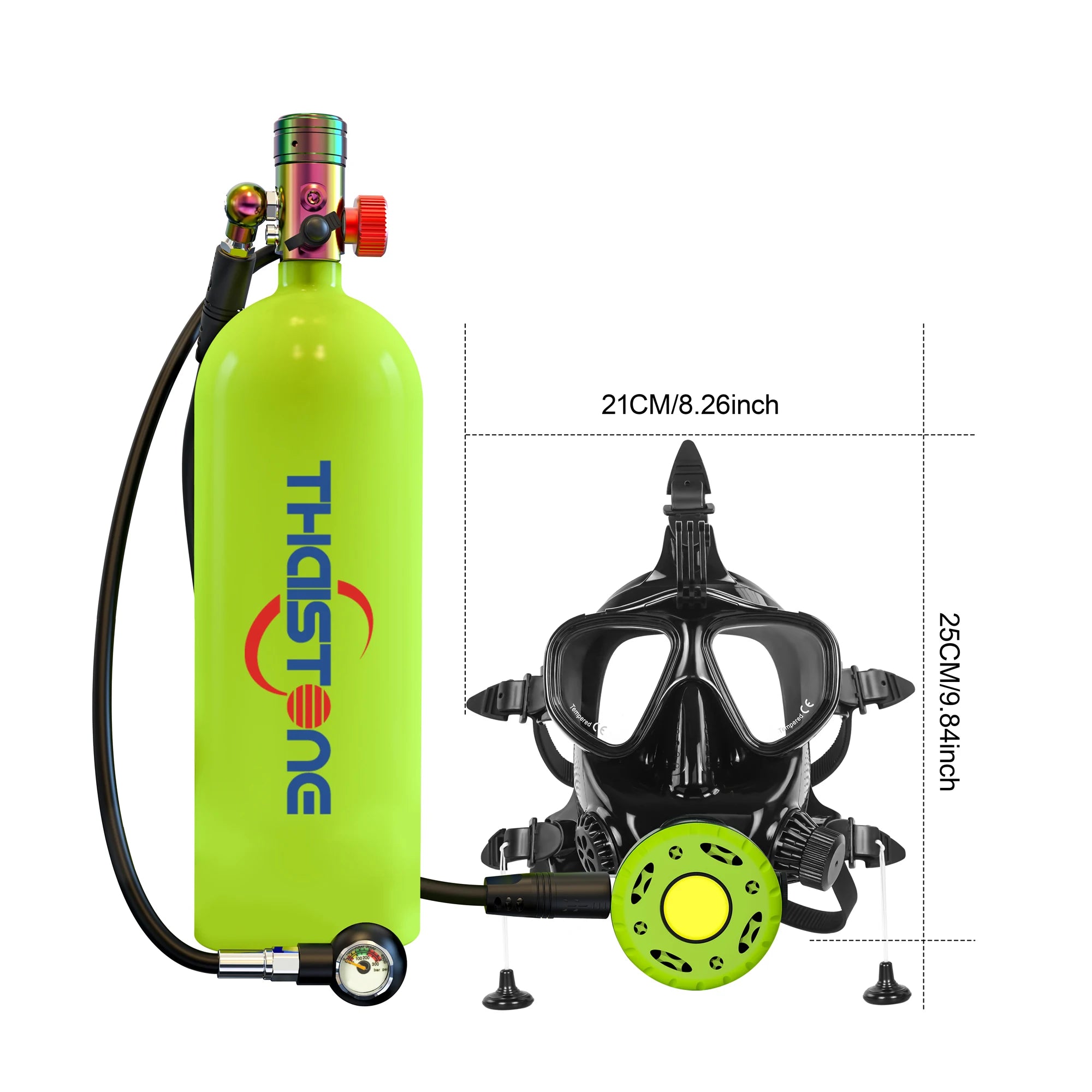 THAISTONE-Scuba Diving Air Tank with Mask Underwater Breath Air Tank, Oxygen Tank, Snorkeling Equipment, 2.3L, 30-40 Minutes