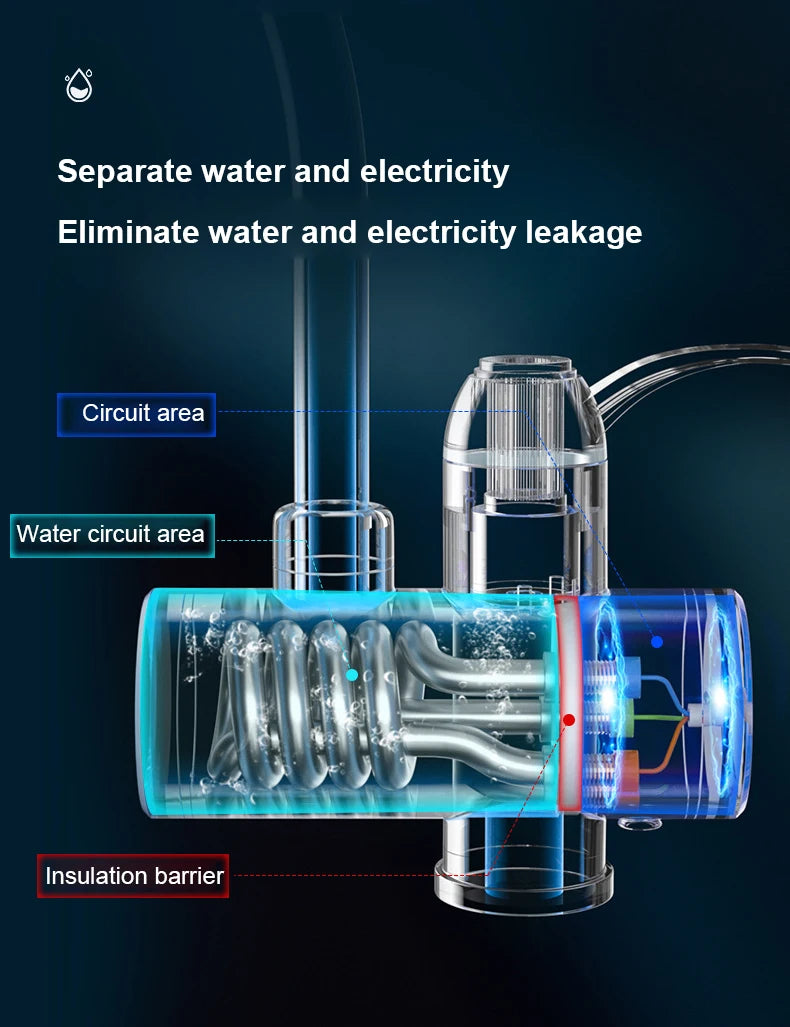 DMWD Electric Instant Hot Water Faucet Water heater Fast heating with LED Temperature Display Tankless Tap For Kitchen shower EU