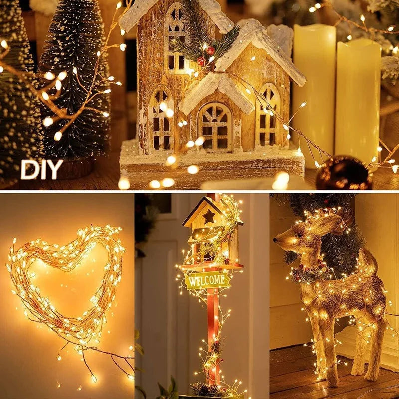 Add festive sparkle with these USB-powered LED firecracker string lights—complete with remote control for easy lighting and fun!