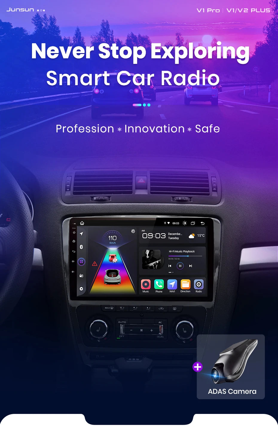 Junsun V1 AI Voice Wireless CarPlay Android Auto Radio for SKODA Octavia 2 A5 2008-2013 4G Car Multimedia GPS 2din autoradio
